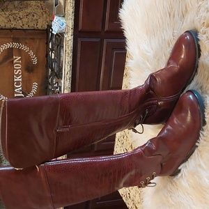 Stylish Burgundy Over the Knee Boots